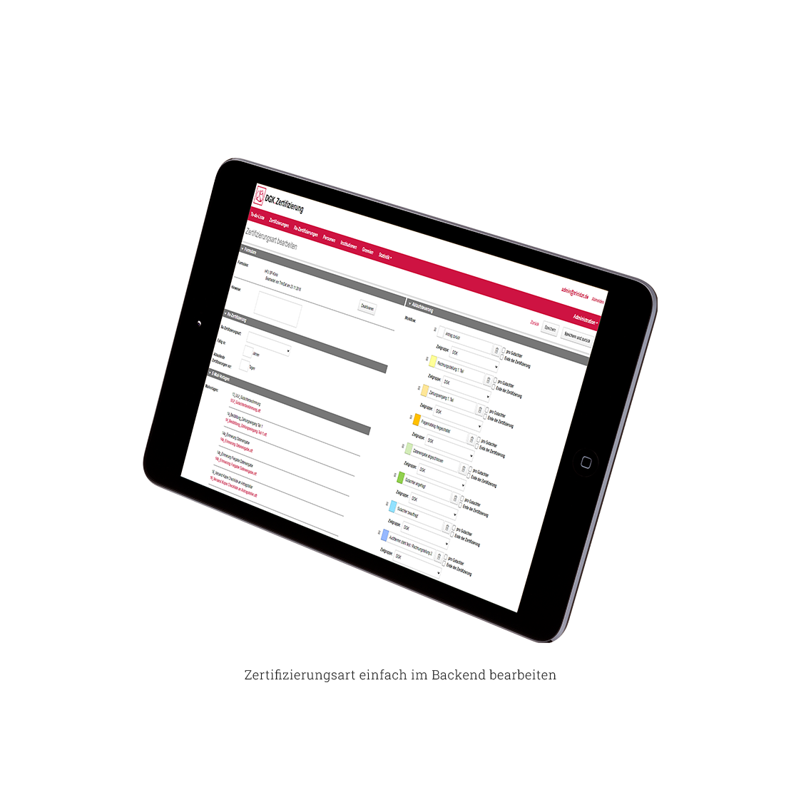 Zertifizierungsart einfach im Backend bearbeiten